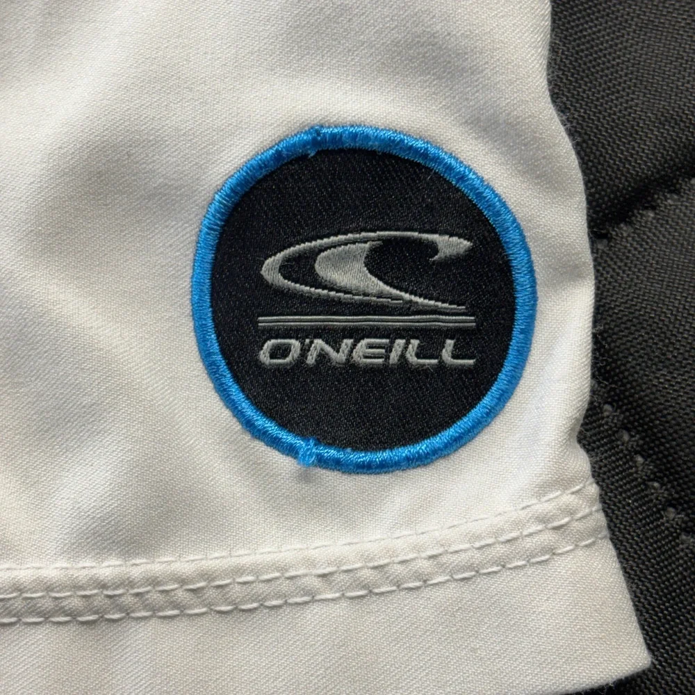 O’Neill Hyperfreak Board Shorts Mens 33 Blue/White Drawstring Stripe Swim Surf